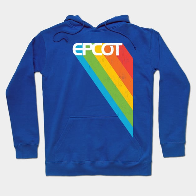 EPCOT vintage style retro rainbow fan art by Kelly Design Company Hoodie by KellyDesignCompany